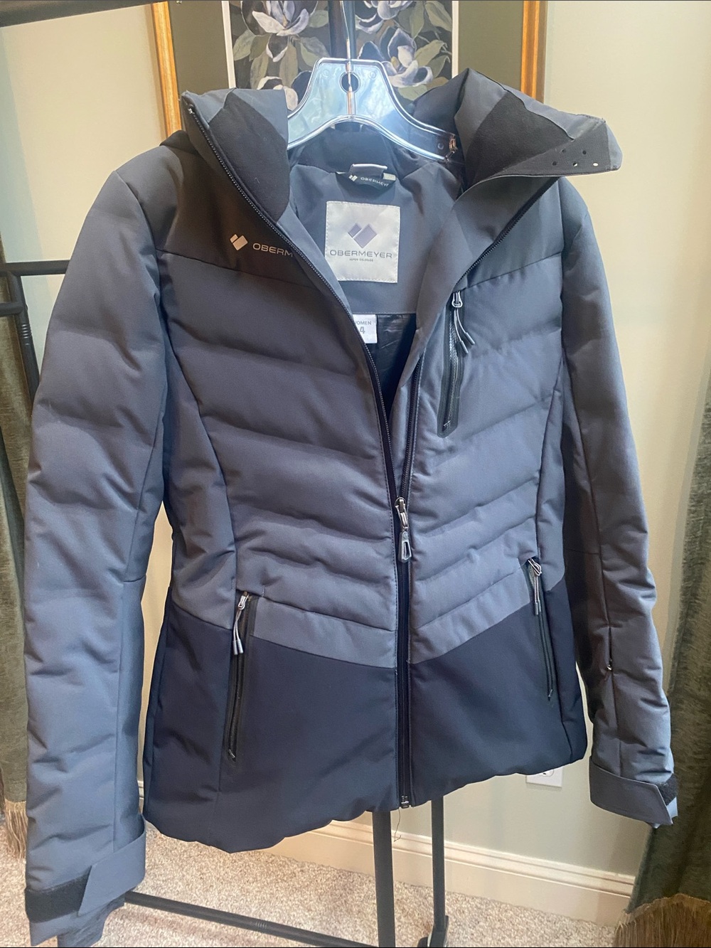 Obermeyer Women's Two-Tone Blue/Gray Insulated Puffer Jacket